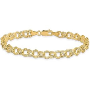 IceCarats 10K Solid Yellow Gold Double Link Chain Charm Bracelet