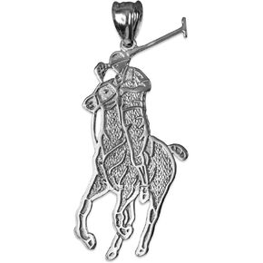 LA BLINGZ Sterling Silver Polo Horse Rider Charm Pendant