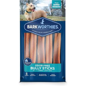Barkworthies Odor-Free Bully Stick Treat, 6", (Pack Of 5)