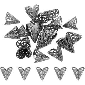 PATIKIL Flower Bead Caps, 30Pcs 16x16mm Hollow Metal Spacer Bead End Caps for Jewelry Making Earring Bracelets Necklace DIY Crafting, Rose Gold