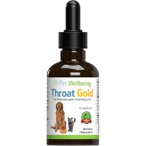 Pet Wellbeing Throat Gold for Dogs - Vet-Formulated - Soothes Throat Discomfort, Hoarseness, Leash Strain, Occasional Cough in Dogs - Natural Herbal Supplement 2 oz (59 ml)
