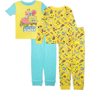 Nickelodeon Boys' 4-Piece Snug-fit Cotton Pajama Set, Soft & Cute for Kids