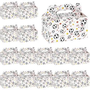 VGOODALL 16PCS Party Favor Boxes, Soccer Goodie Boxes Paper Gable Boxes Treat Boxes Snack Bags for Soccer Themed Party Decorations Supplies 6.1×3.5×3.3 inch