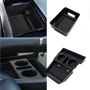 Carwiner 2PCS Center Console Organizer Compatible with 2024 Hyundai Santa Fe Accessories Armrest Drawer Storage Box with Cup Holder Insert