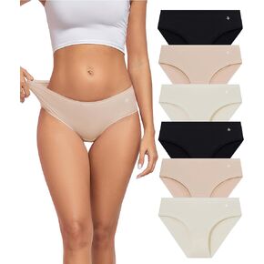 ANLIQI Women Cotton Bikini Underwear Moisture Wicking Panties Soft & Breathable Underpant Strench Hipsters 3/6 Pack