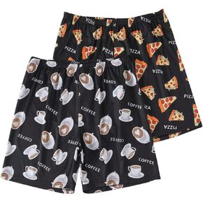 Verdusa Men's 2 Pack Pajama Shorts Graphic Print Sleepwear Lounge Shorts