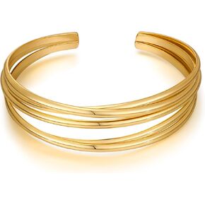 Gold Chunky Bangle Bracelet for Women Statement Open Cuff Bracelet for Women Birthday Jewelry