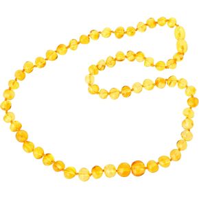 Baltic Amber Necklaces for Adults - 18-21.6 inches Made from Authentic/Polished Baltic Amber Beads (17.7 inches (45 cm), Lemon/Yellow Color collar de ámbar