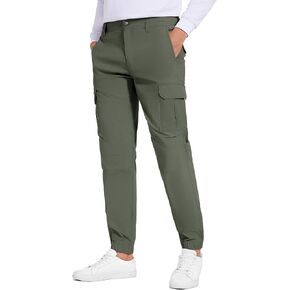 Future Flow Men's Lightweight Hiking Pants, Slim Fit Stretch Joggers, Waterproof Outdoor Pants with Pockets