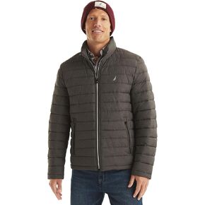 NAUTICA Men's Quilted Jacket, Wind and Water Resistant, GreyHtr, M