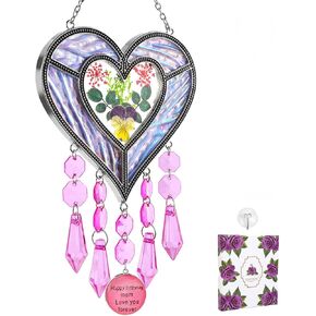 YUANTAOW Gift for mom, I Love You Mom's Unique Butterfly Design Real Flower Glass Metal Handmade is a Unique Window Gift for mom