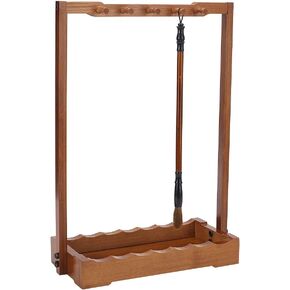NBEADS 10-Pin Vintage Calligraphy Brush Pen Holder, Chinese Calligrapghy Brush Hanger Wood Chinese Brush Shelf Brush Pen Rack with Base Plate,for Beginners
