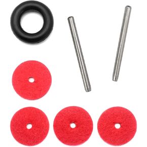 YEQIN 2 Pcs Metal Vintage Domestic Sewing Machine Spool Pins + 1 Pcs Bobbin Winder Tire + 4 Pcs Red Spool Pin Felt Pad for Singer Sewing Machine