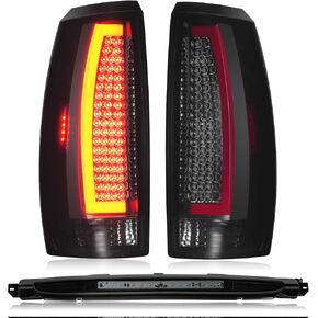 LED Tail Lights Assembly + 3rd Third Brake Cargo Lamp Compatible with Chevy Avalanche 2007-2012 Rear Taillight, High Mount Stop Light Rear Taillight Smoked Lens, 3 Pcs
