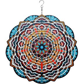 Captivating 12-Inch Mandala Wind Spinner - Transform Your Yard with This Mesmerizing Outdoor Wind Spinner!