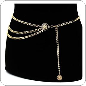 Pirate Waist Chain Gold Chain Belt for Dress Women Coin Pearl Sunflower Waist Chain Beach Belly Body Chains Gold Pirate Accessories Fashion Waist Jewelry