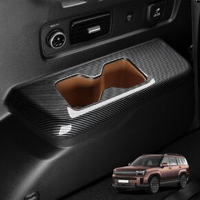 The Second Row and The Third Row Seat Cup Trough Cover ABS Rear Passenger Water Cup Frame Cover Compatible with Hyundai Santa FE 2024 Accessories (Wood Grain)
