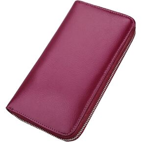 Women Wallets Leather Credit Card Holder For Women Pocket Organizer Purse RFID Multi Carrier Big Lots Card Case (black)