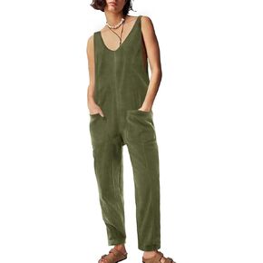Cicy Bell Womens Fleece Overalls Jumpsuits Winter V Neck Sleeveless Maternity Barrel Long Pants Romper Outfit
