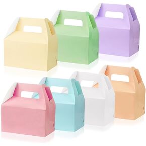 MUMULULU 28 PCS Colorful Gable Gift Boxes for Snacks Treats and Goodies 7 Pastel Shades Available Purple Green Pink Yellow Orange Blue and White for Birthday Party Favors