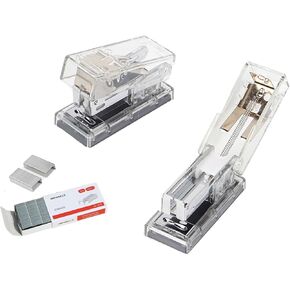 Mini Stapler, Portable Stapler, with 1000 Standard Staples, Suitable for Home Office, for Work and Study Use (Clear)