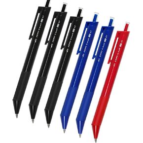 Standard Ballpoint Pen, 0.7 mm, 3 color Ink(black,blue,red), mix Body, 6 pens per Pack