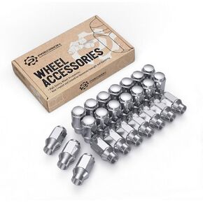 24pcs Chrome Silver Bulge Lug Nuts - Metric 12x1.5 Thread Size - 1.75 inch Length - ET Style - Cone Conical Taper Seat Shank - Closed End - Compatible with Select 6Lug Vehicles and Aftermarket Wheels