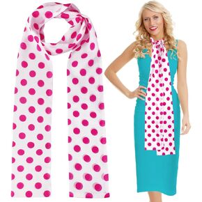CONGU Pink Polka Dot Scarf for Adult Women,Chiffon Dot Scarf Halloween Costume Accessories for Women