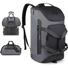 Travel Duffle Bag, 43L Gym Bags for Men, 4 in 1 Sports Gym Duffel Bag, Gym Backpack with Shoe Compartment, Waterproof Travel Weekender Overnight Bag For Football Backpack Carry on Luggage-Black