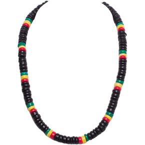 BlueRica Rasta Coconut Shell Beads Necklace (18")
