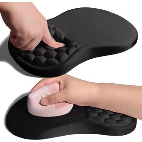 Ergonomic Joint Wrist Support Mouse Pad with Memory Foam Cushion Massage Bump, Carpal Tunnel Pain Relief Mousepad Slope Design for Wrist Rest, 11.8x7.9 in, Black