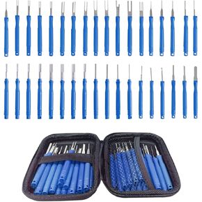 36PCS Terminal Removal Tool Kit, Wire Connector Pin Extraction Tool, Electrical Pin Removal Tool Set, Car Terminal Release Tool Automotive Depinning Tool Kit for Household Devices (Red)