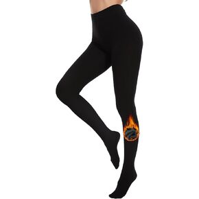 BATHRINS Womens Winter Warm Fleece Lined Tights Opaque Fashion Thermal Tights Thick Leggings