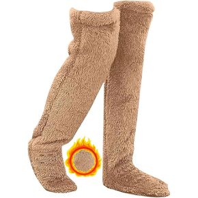 جوارب Snuggs المريحة فوق الركبة، جوارب طويلة غامضة لتدفئة الساق في الشتاء، جوارب نوم منفوشة للمنزل