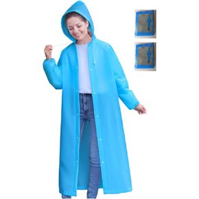2 Poncho Blue. Equipped with waterproof shoe covers. Non disposable and reusable portable adult Raincoats