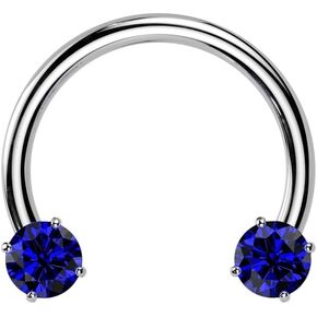 Pierced Owl 16GA ASTM F-136 Implant Grade Titanium Threadless Push-In Prong Set CZ Crystal Horseshoe Circular Barbell