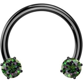 Pierced Owl 16GA ASTM F-136 Implant Grade Titanium Threadless Push-In Prong Set CZ Crystal Horseshoe Circular Barbell