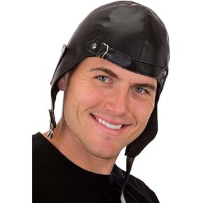 Black Vinyl Aviator Hat,Black,One Size
