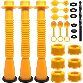 Gas Can Spout Replacement, Gas Can Nozzle(3 Kit Yellow) Compatible with Most Plastic 1/2/5/10 Gal Oil Cans, Fuel Can Spout Replacement