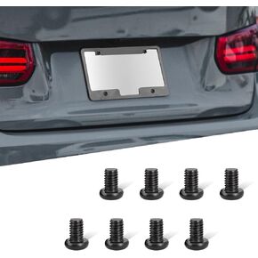8PCS Rear License Plate Screws, M5-0.8X6mm Stainless Steel Car Plate Screw, Phillips Machine Pan Head 18-8, Black Zinc Plated Auto License Plate Frame Screws Replacement for Model 3, Y (6MM)