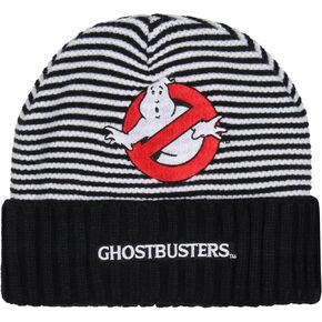 AI ACCESSORY INNOVATIONS Ghostbusters Beanie Men's Embroidered Ghostbusters Logo Patch Striped Cuffed Knit Beanie Skull Cap Winter Hat Warm OSFM