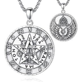 AEONSLOVE Tetragrammaton De Plata 925 Sterling Silver Tetragrammaton Necklace/Metatron Cube Pendant Amuleto De Proteccion Gifts for Women Men