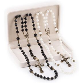 Elegant Wedding Rosary for Bride and Groom - His & Hers Matching Sacred Heart of Jesus Catholic Rosaries for Weddings, Anniversaries & Special Occasions