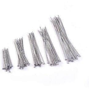 LiQunSweet 100 Pcs 304 Stainless Steel 21-Gauge Flat Head Pins Headpins for Jewelry Necklace Making - 20/30/35/40/50mm, Packed with Box