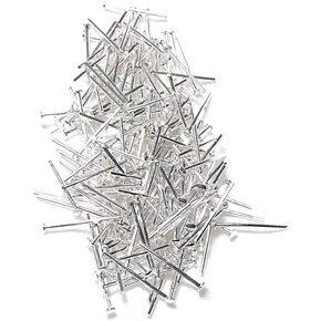 200 Silver 1/2 inch 22 Gauge (0.64mm) Thick Headpins with a 1.8mm Round Flat Head on end of Pin Plated Over Brass Base Metal Findings