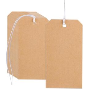 White Tags with String Attached,100 Pcs Large Price Tags Paper Hanging Tags with Elastic Rope Attached,Writable Marking Tags Gift Tags for All Occasions 4.76''×2.36''