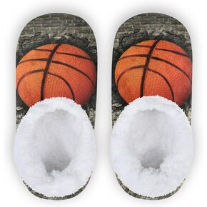 Dussdil Sports Ball Basketball Kid's Boy's Slippers Embedded Brick Wall Spa Travel House Slipper Warm Soft Memory Foam Slipper Non Slip for Guest Home Bedroom Shoes Slippers XS