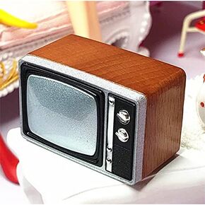 EatingBiting 1:12 Miniature Doll Furniture Resin Retro TV Model Television Scenes 1/12 Resin Retro Style Mini House Living Room Appliances Decoration Mini Television