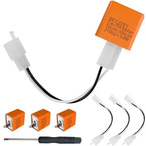 DAOAKI LED Flasher Relay, 12V DC 2 Pin Adjustable Indicator Relay, Universal Electronic Flasher Unit for Car Vehicle Motorcycle Turn Signal - 4PACK