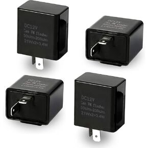 UGSHY 4 قطع مرحل فلاش LED، مرحل سرعة 12 فولت قابل للتعديل، 2 دبوس تحذير من المخاطر، عالمي لمعظم السيارات والدراجات النارية (أسود) in Kuwait